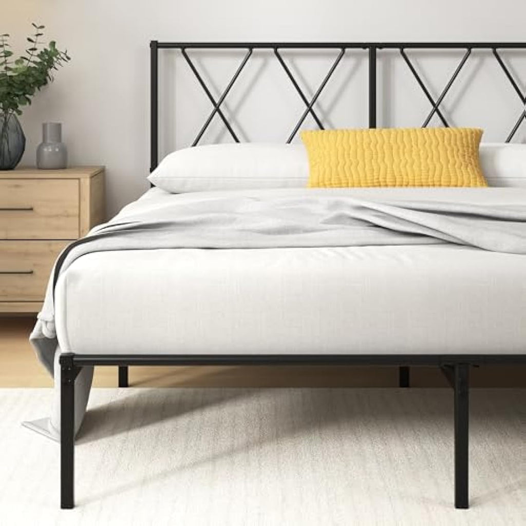 ZINUS Elias Single Bed Frame – 90x190cm Metal Platform Bed – Black