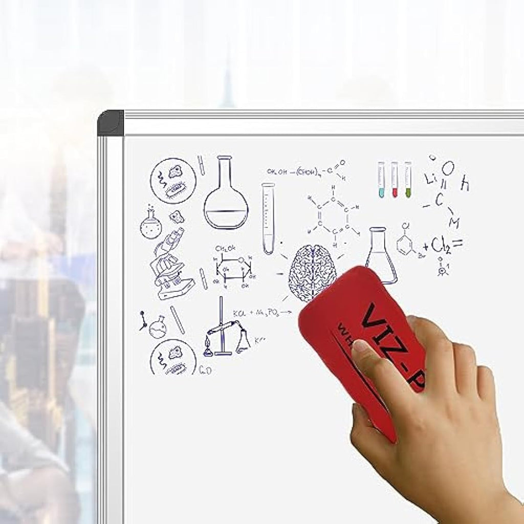 VIZ-PRO Magnetic Whiteboard | 60x45cm Dry Erase Board with Silver Frame