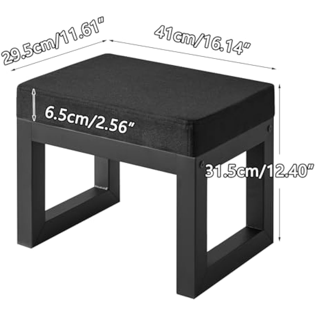 IBUYKE Small Foot Stool – Padded Upholstered Ottoman Shoe Bench, Black