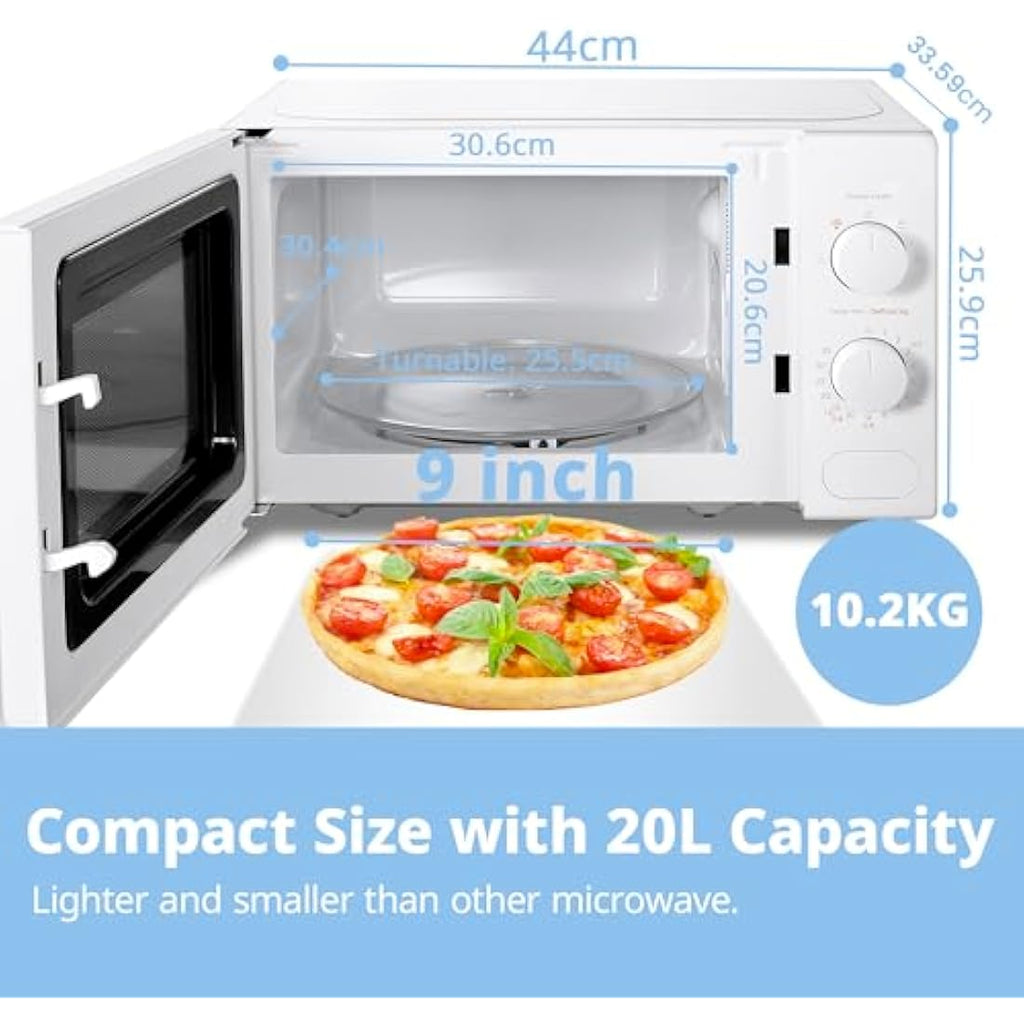 COMFEE' 700W 20L Compact Microwave Oven | Quick Defrost - White