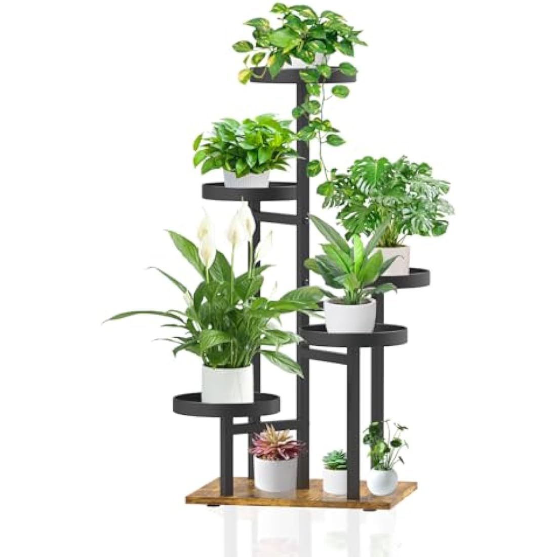 iDavosic.ly 5 Tier Plant Stand – Tall Metal & Wood Corner Display Rack