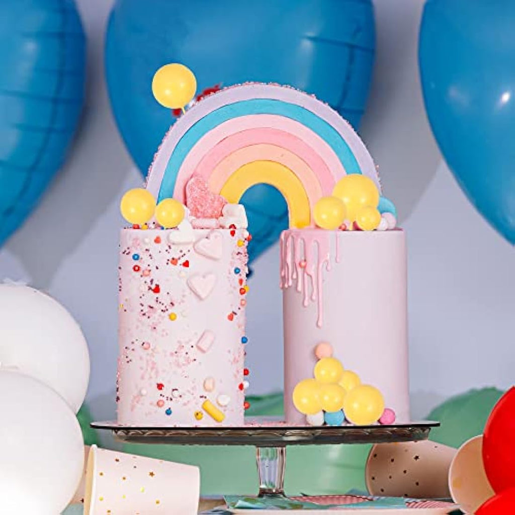 Gyufise 30Pcs Yellow Foam Ball Cake Toppers – Mini Balloon Cupcake Picks