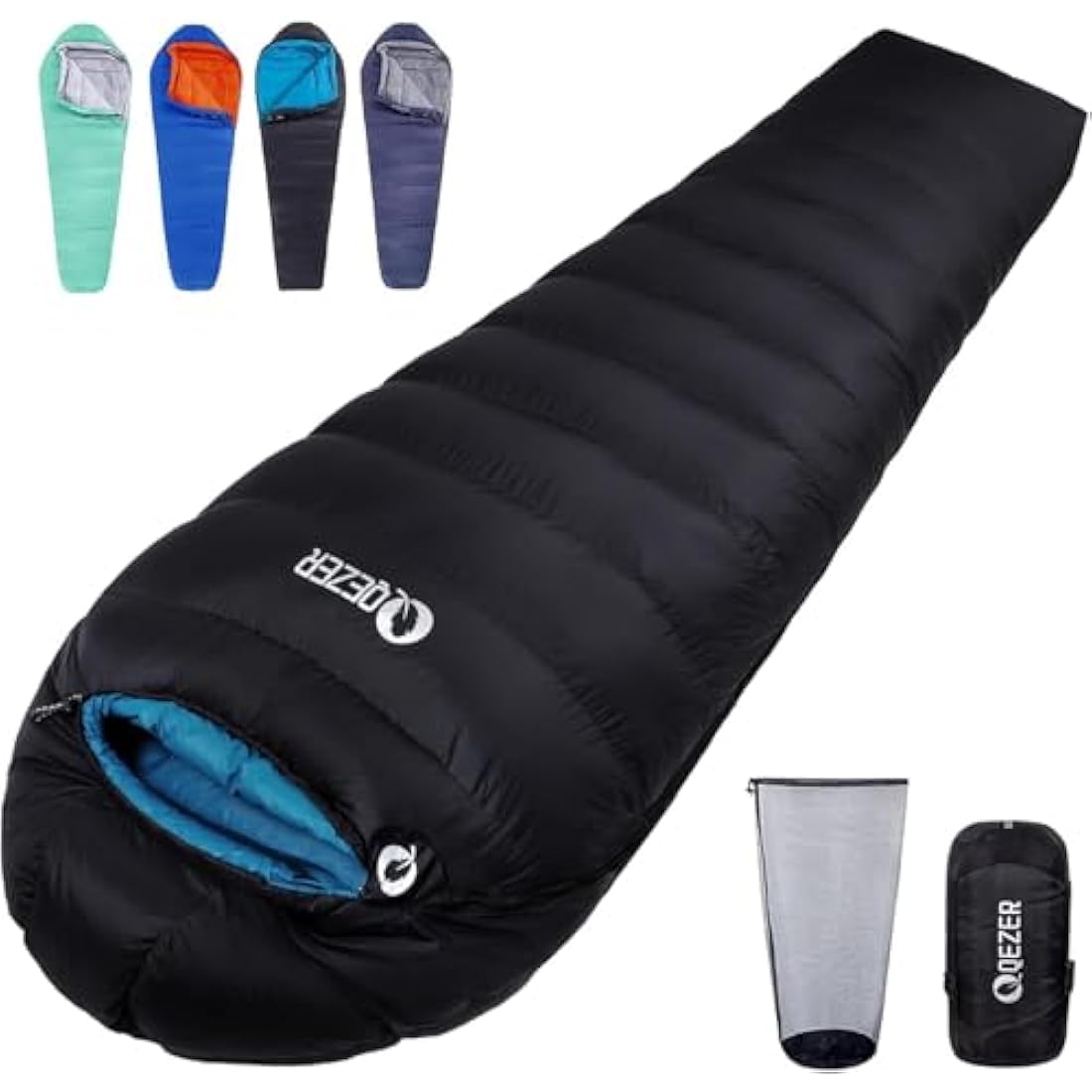 QEZER 4-Season Down Sleeping Bag | 620FP Duck Down Mummy Bag