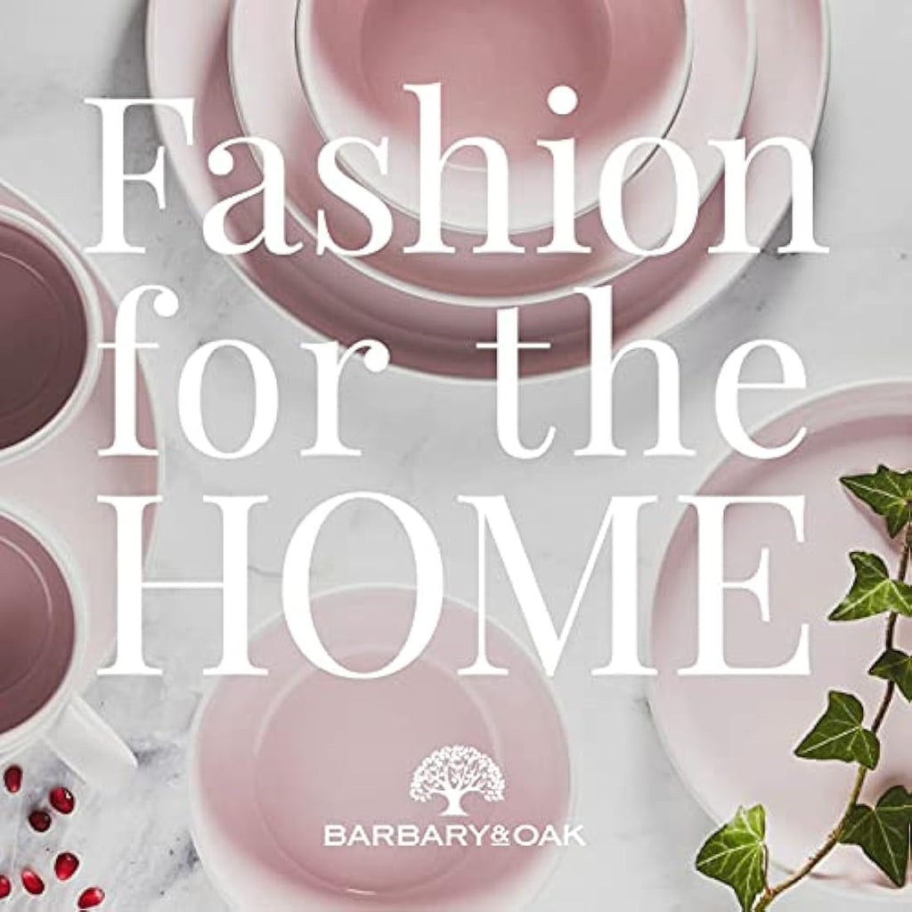 Barbary & Oak Oslo 16 Piece Stoneware Dinnerware Set | White & Pink