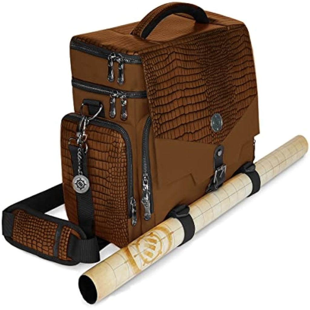 ENHANCE RPG Adventurer Bag – D&D Messenger Bag with Mini Storage, Brown