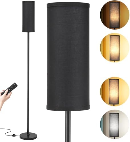 Aooshine Dimmable Floor Lamp – Black Standing Lamp with Remote Control