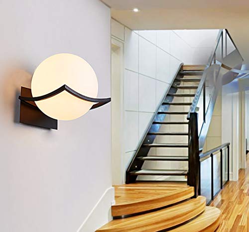 KRUIHAN Modern Glass Ball Wall Lamp | Black Globe Sconce for Bedroom