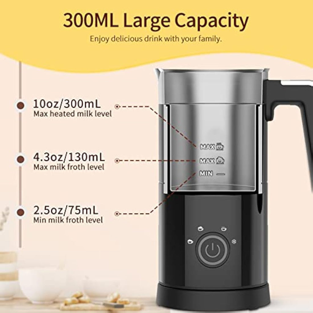 4-in-1 Electric Milk Frother | 300ml Automatic Steamer