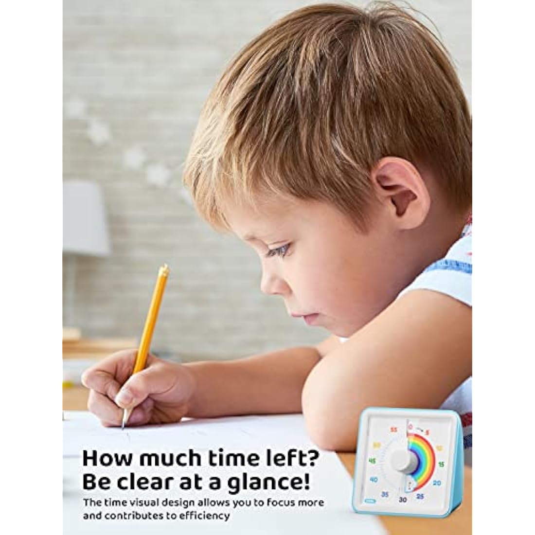 LIORQUE Visual Timer for Kids – 60 Minute Silent Rainbow Countdown Clock