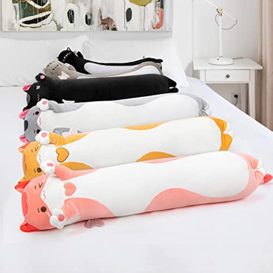 Mewaii 44in Long Cat Plush Body Pillow – Pink Kawaii Stuffed Animal