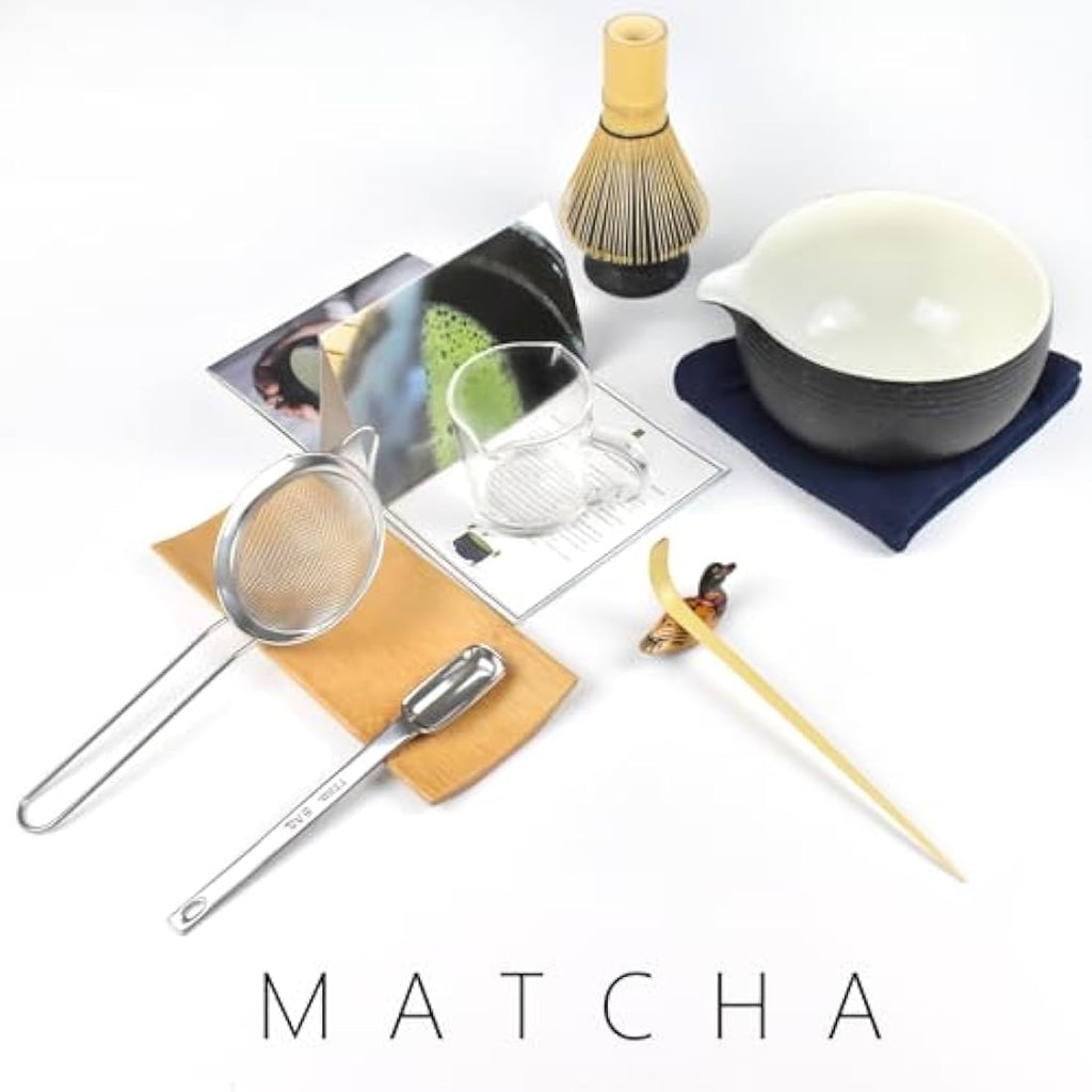 Artcome Bluestone Glaze Matcha Kit – 10 Piece Bamboo and Pottery Set