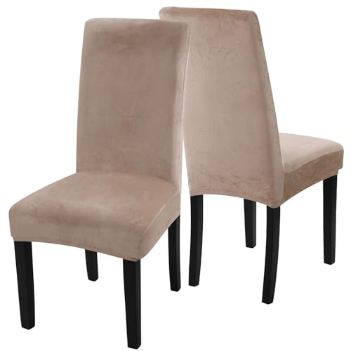 Fuloon Velvet Dining Chair Covers – Elastic Seat Slipcovers, Set of 6