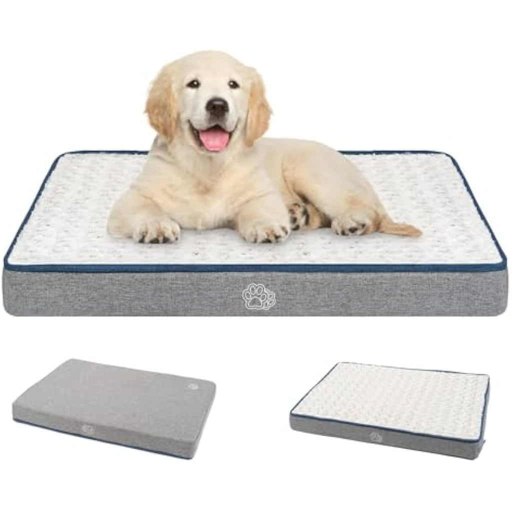 EMPSIGN Orthopedic Dog Bed – Reversible Washable Crate Mattress, Grey