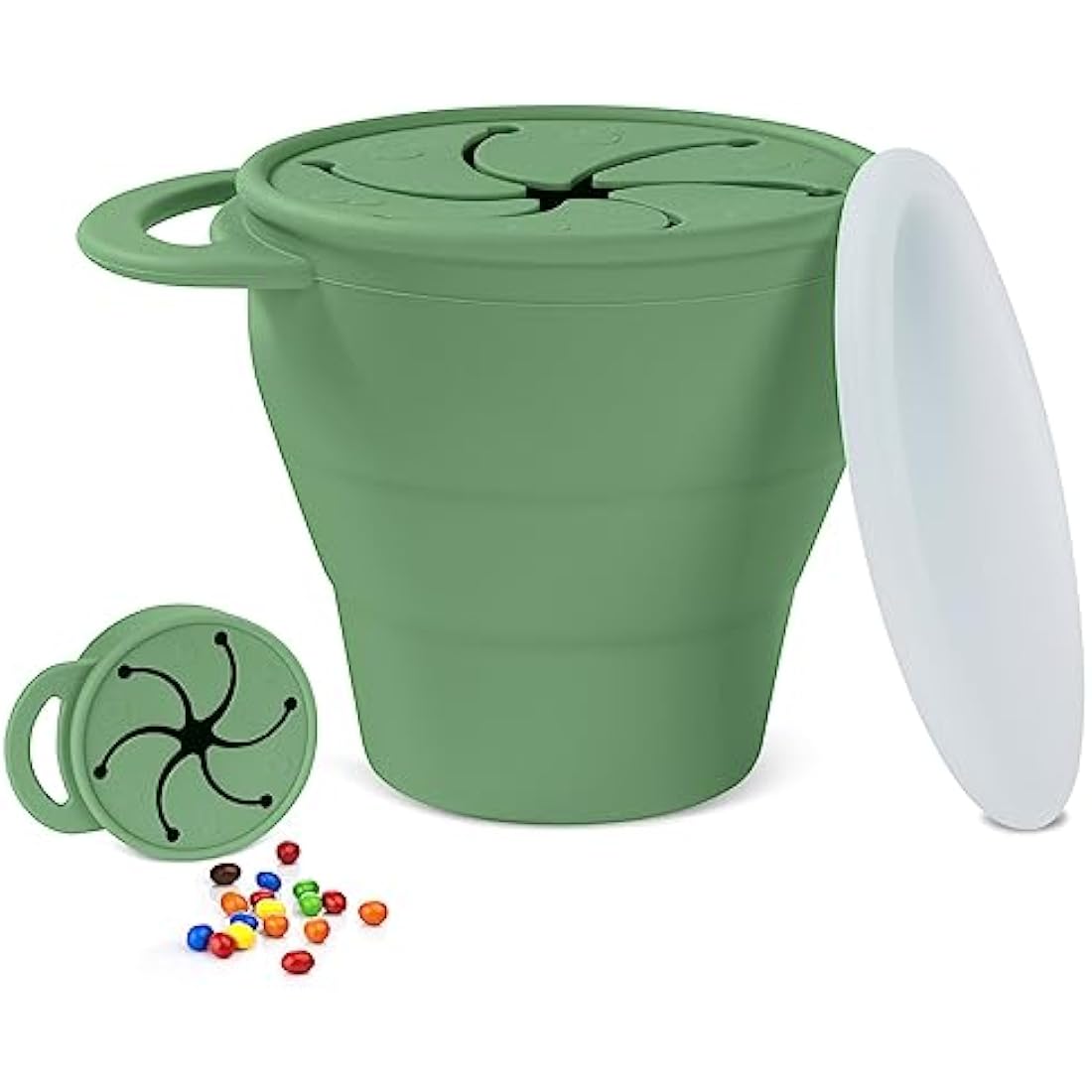 Vicloon Collapsible Silicone Baby Snack Cup – Spill-Proof Pot (Green)