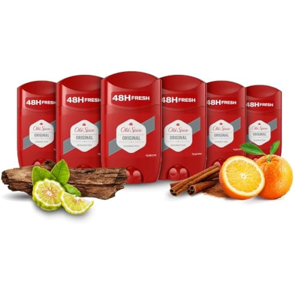 Old Spice Original Deodorant Stick for Men, Aluminium Free - 6 x 50ml