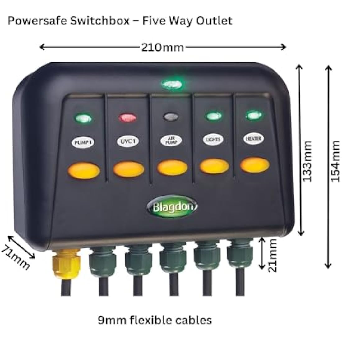 Blagdon Powersafe 5-Outlet Weatherproof Garden & Pond Switch Box