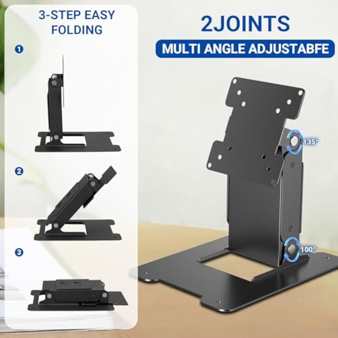 Wearson VESA Monitor Stand – Metal Folding Desk Mount for 7-17 Inch PC