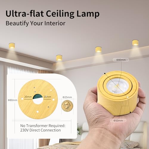 GeyouLux Dimmable LED Ceiling Spotlight - 5W 3CCT Adjustable White 4-Pack