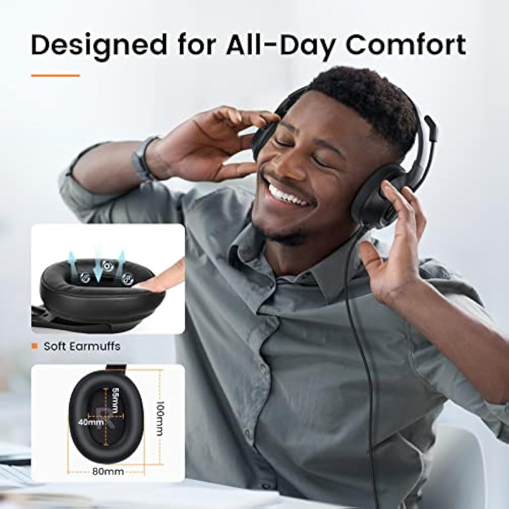 EKSA H2 USB Wired Office Headset with Noise Canceling Mic & Busy Light