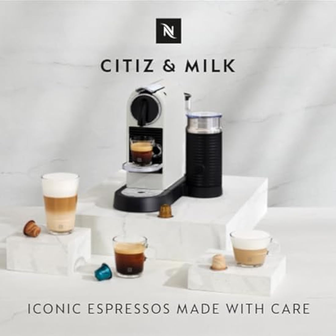 Nespresso Citiz Espresso Machine with Aeroccino Milk Frother - White