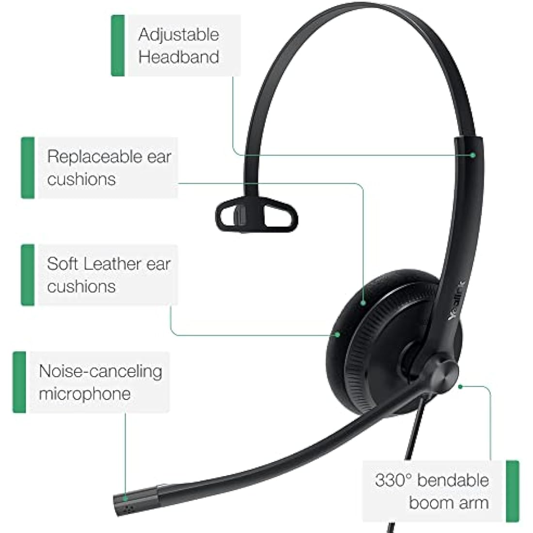 Yealink YHS34 Lite Mono Wired Office Headset | Noise-Canceling RJ9 Headset