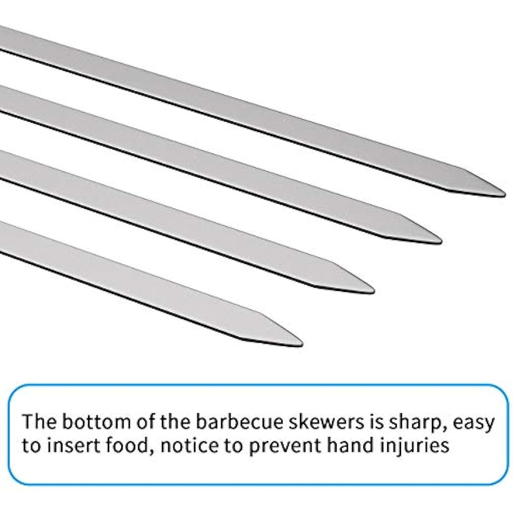 Homealexa 15" Stainless Steel BBQ Skewers – 20pc Flat Kebab Set