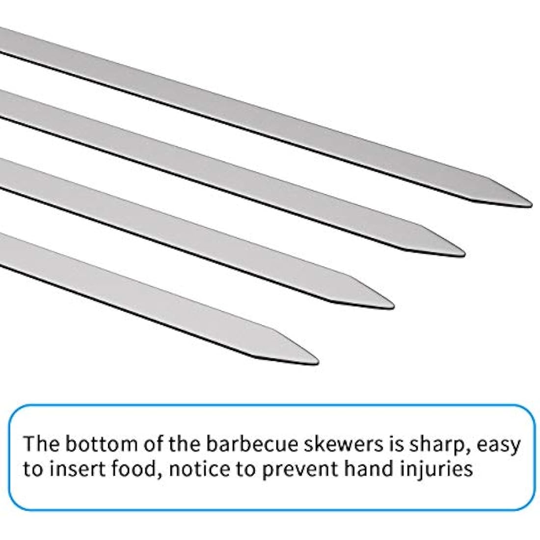 Homealexa 15" Stainless Steel BBQ Skewers – 20pc Flat Kebab Set