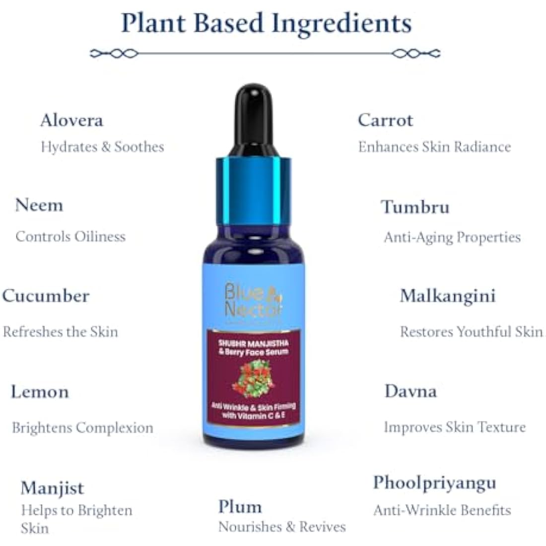 Blue Nectar Vitamin C Face Serum - Anti-Aging & Glowing Skin - 30ml