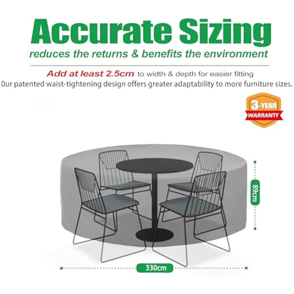 F&J Outdoors Waterproof Garden Furniture Cover | Heavy Duty Grey 330x89cm