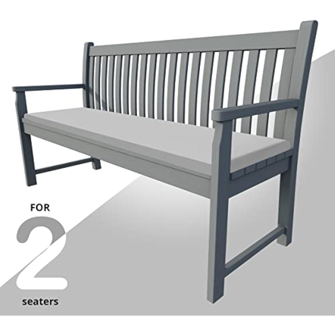 Jolof Store 2 Seater Garden Bench Cushion | Waterproof Patio Pad - Grey