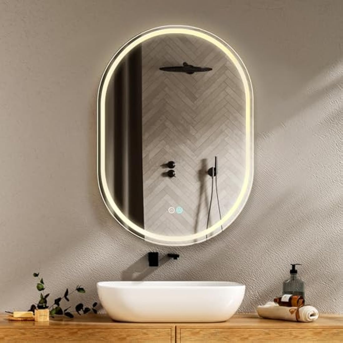 SenDeluz Oval LED Bathroom Mirror | Dimmable Backlit Vanity with Demister