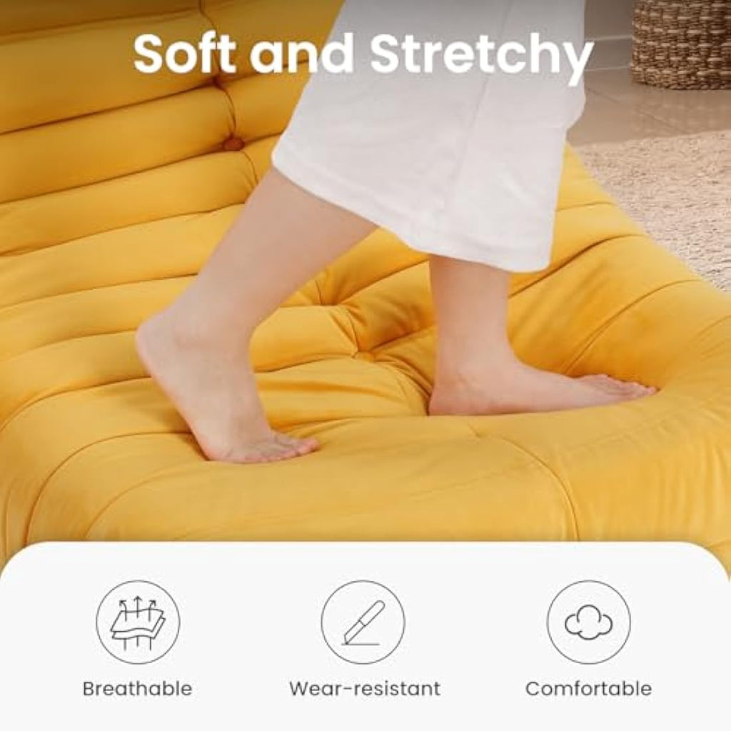 Togo Fireside Chair – Yellow Suede Ergonomic Floor Lounge Sofa