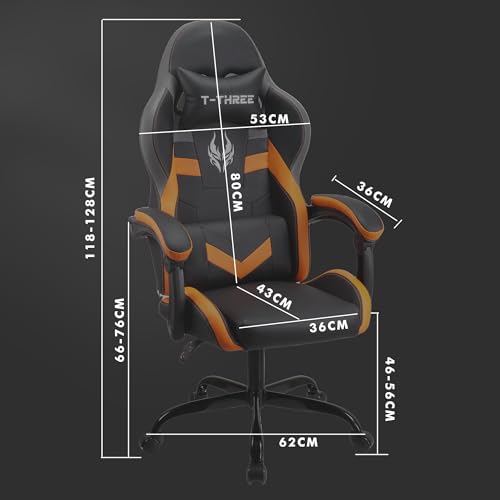 T-THREE Ergonomic High-Back Mesh Gaming Chair with Lumbar Support - White