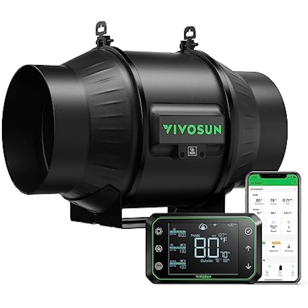 VIVOSUN 150mm Inline Duct Fan with GrowHub E42A WLAN Controller