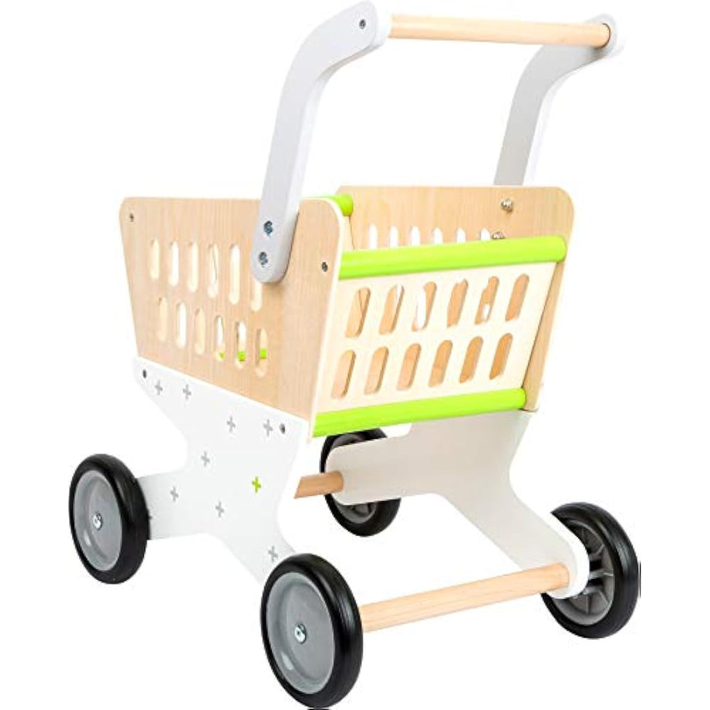 Small Foot Wooden Shopping Trolley – Kids Pretend Play Grocery Cart