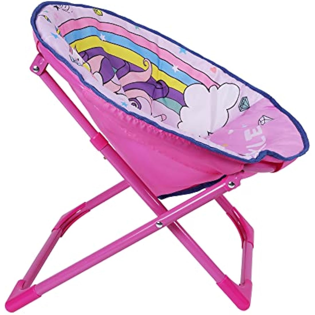 Outplea Kids Rainbow Unicorn Saucer Chair | Foldable Padded Moon Chair