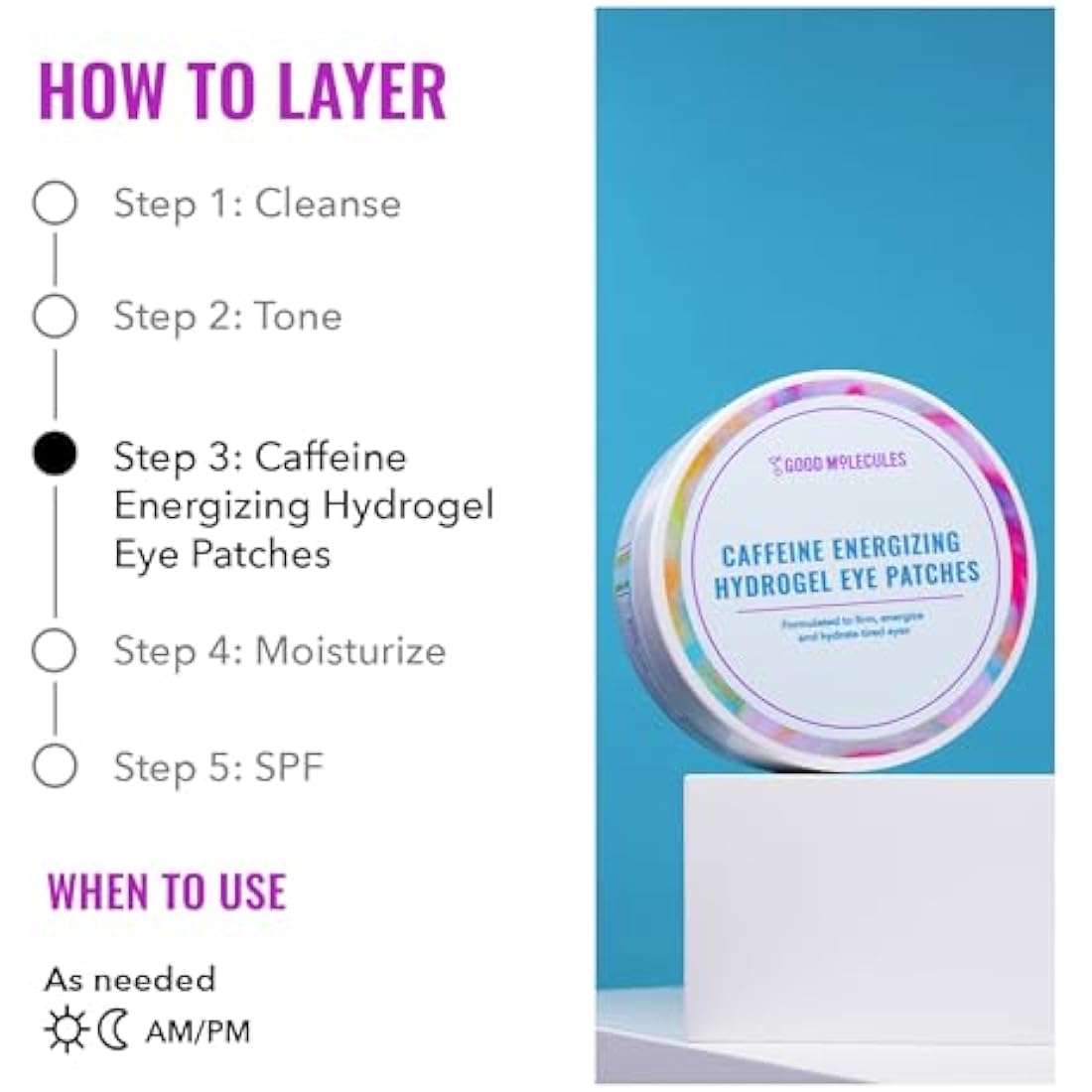 Good Molecules Caffeine Hydrogel Eye Patches for Dark Circles | 30 Pairs