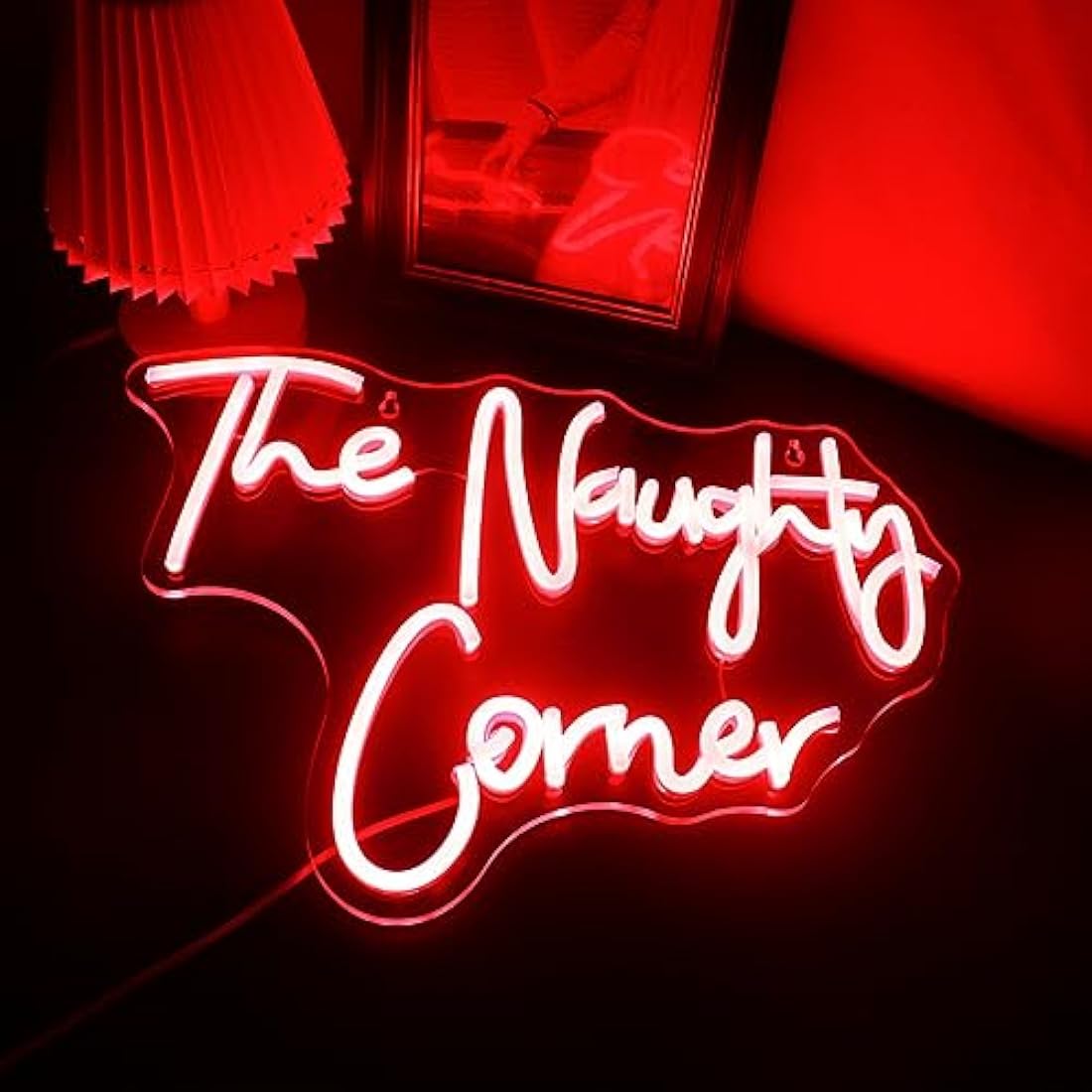 QiaoFei The Naughty Corner LED Neon Sign | USB Powered Wall Decor - Red