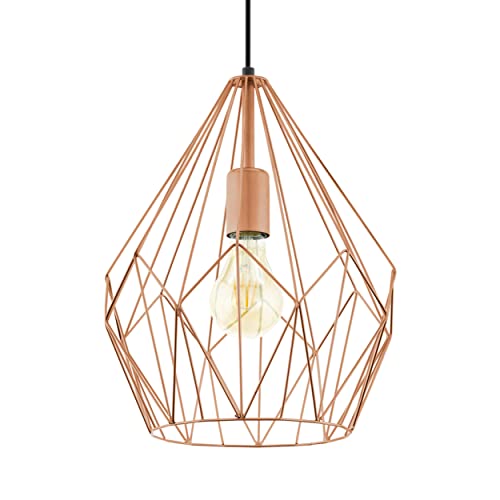 Eglo Carlton Vintage Pendant Lamp | Copper Geometric Retro Light