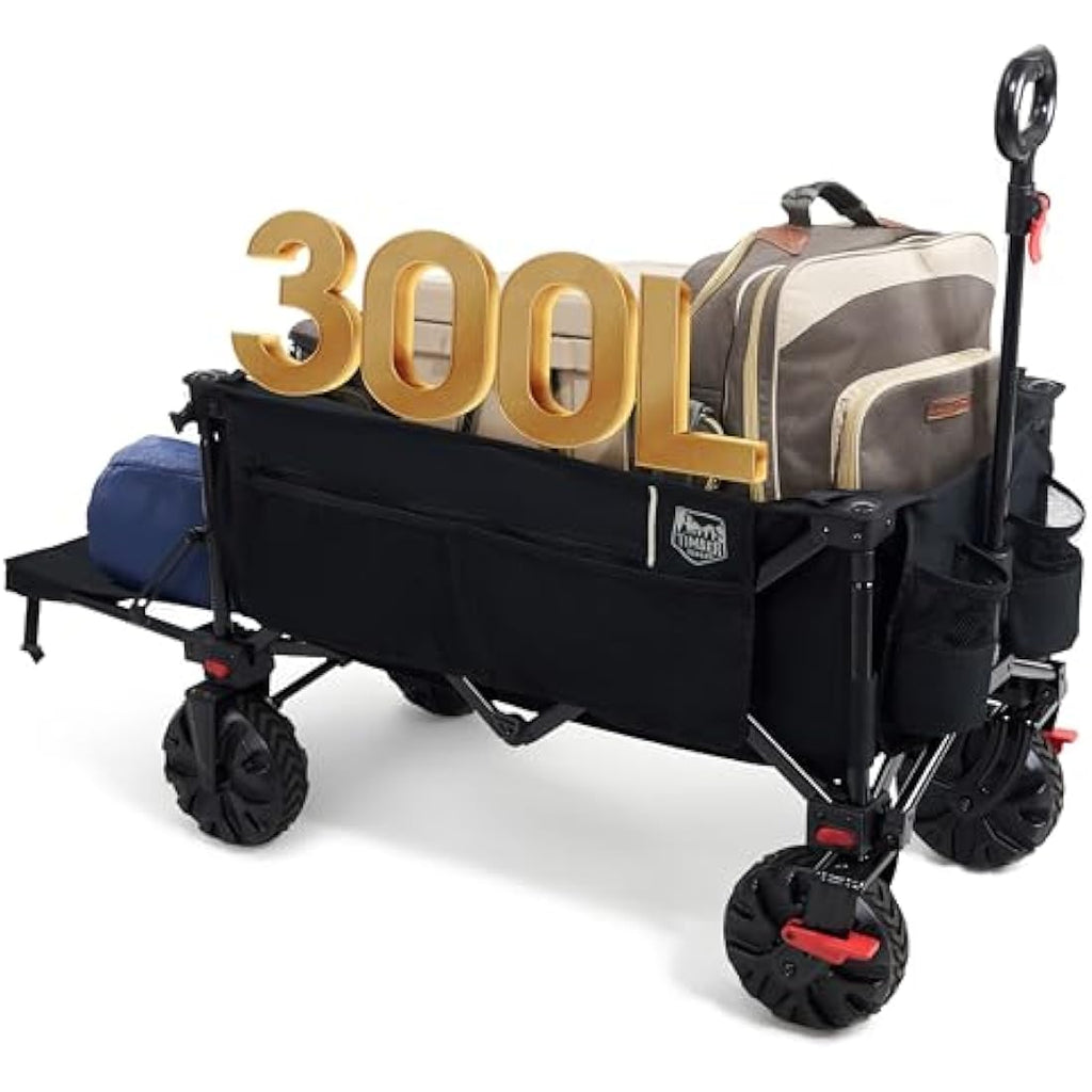 TIMBER RIDGE 300L Folding Festival Trolley | Heavy-Duty Beach Wagon