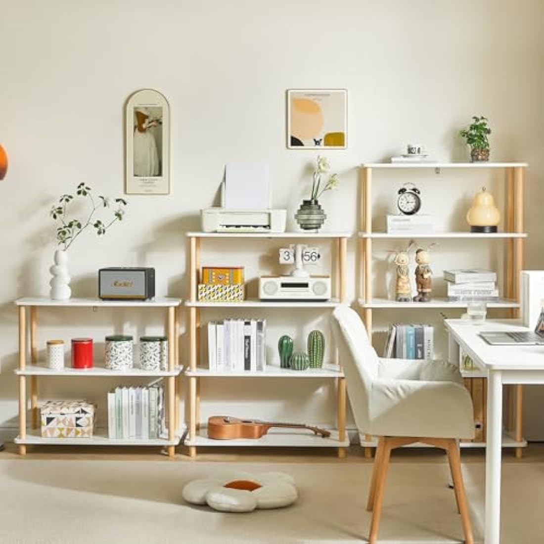 IBUYKE 5-Tier Wooden Open Bookcase | Modern White Storage Display Shelf