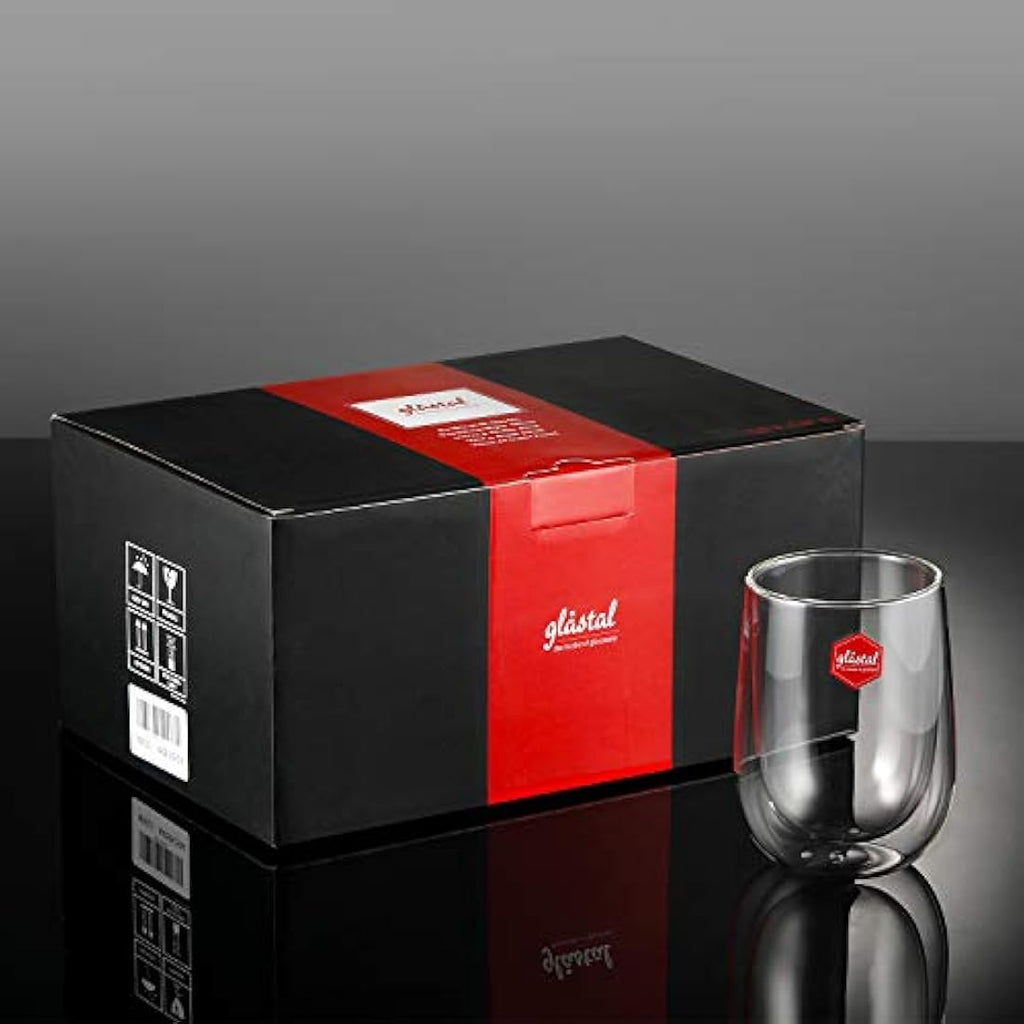Glastal Double Walled Coffee Glasses – 6x350ml Borosilicate Glass Mugs