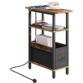 MAHANCRIS Narrow Side Table with Charging Station | 3-Tier Slim End Table