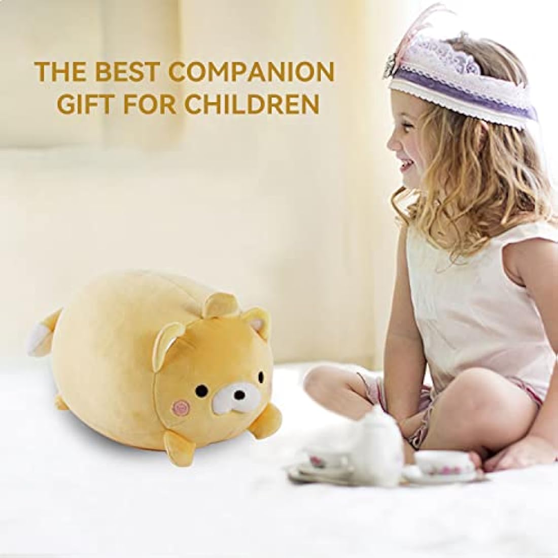 JOYRAVO Kids 2-in-1 Travel Pillow | Soft Plush Yellow Bear Neck Support