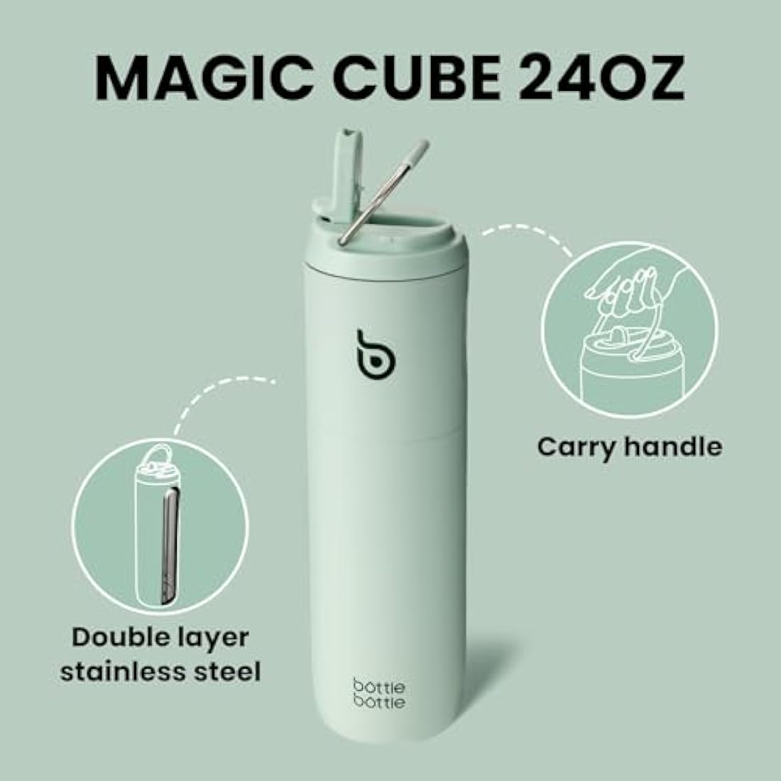 Insulated Stainless Steel Water Bottle with Straw - 700ml
