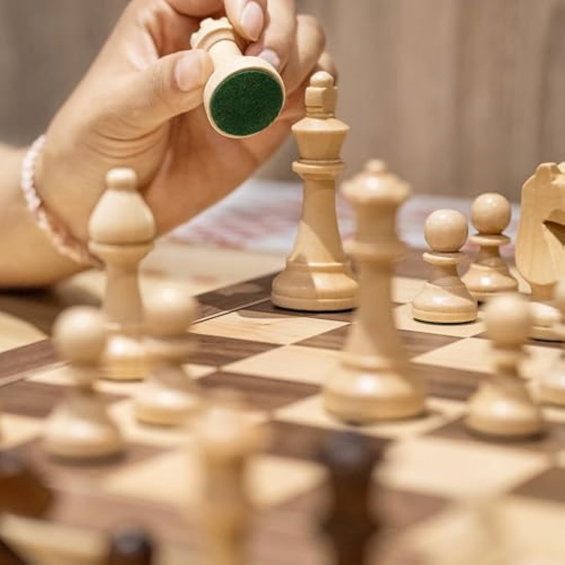 A&A 15" Wooden Folding Chess and Checkers Set | 3" Staunton Pieces