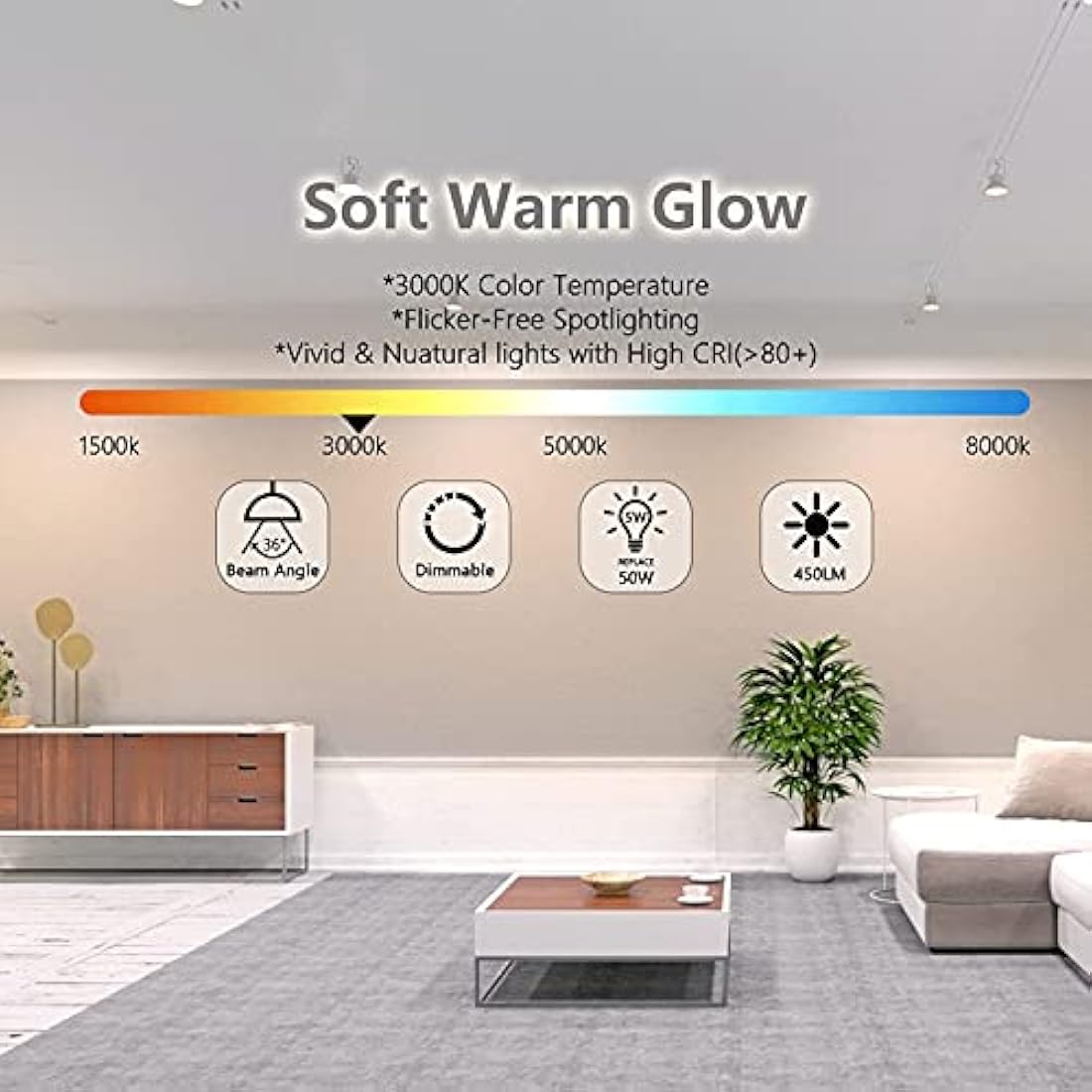 Wixann MR16 GU5.3 LED Bulbs Dimmable | 3000K Warm White 50W Equiv | 10-Pack