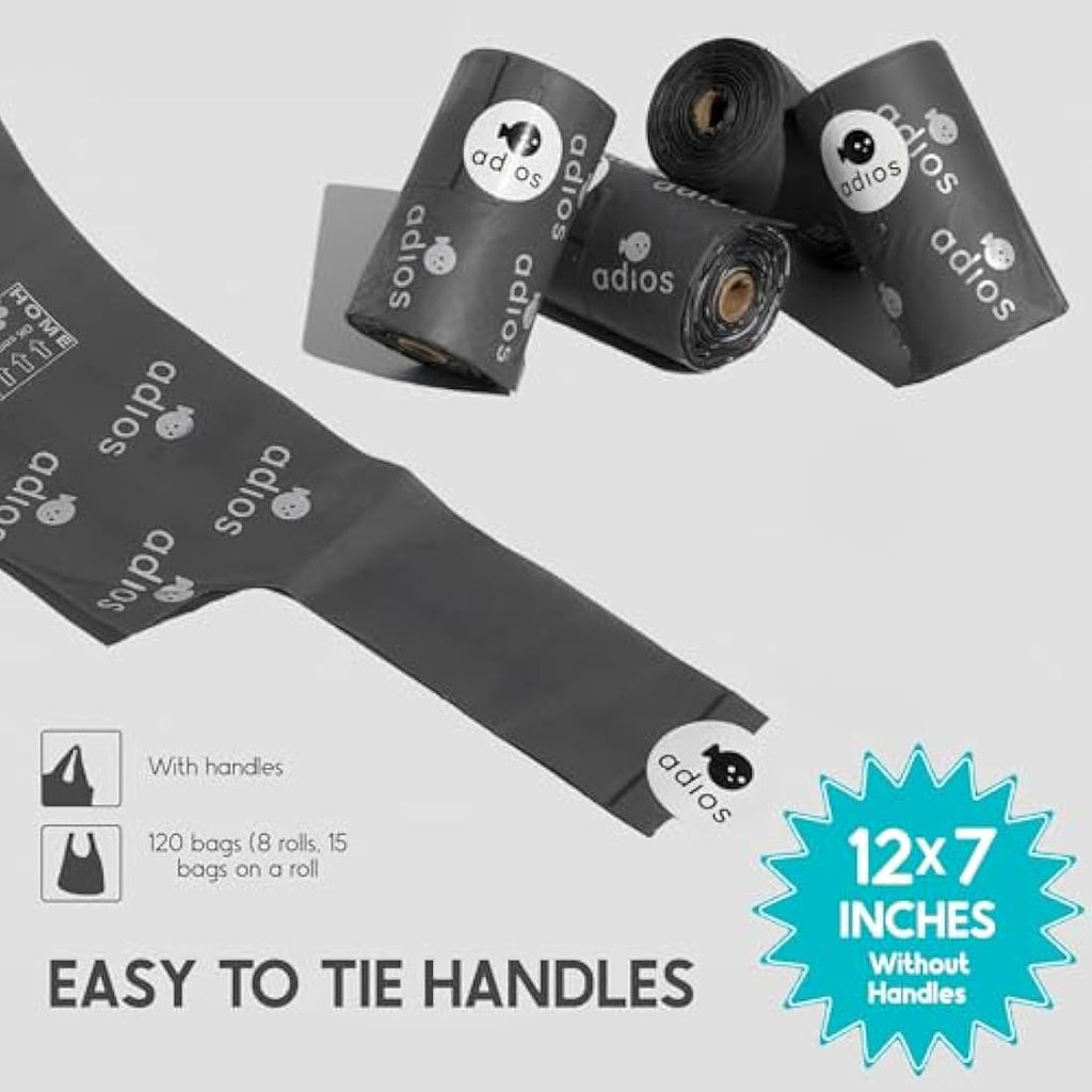 Adios Plastic Compostable Dog Poop Bags with Handles - 360 Count