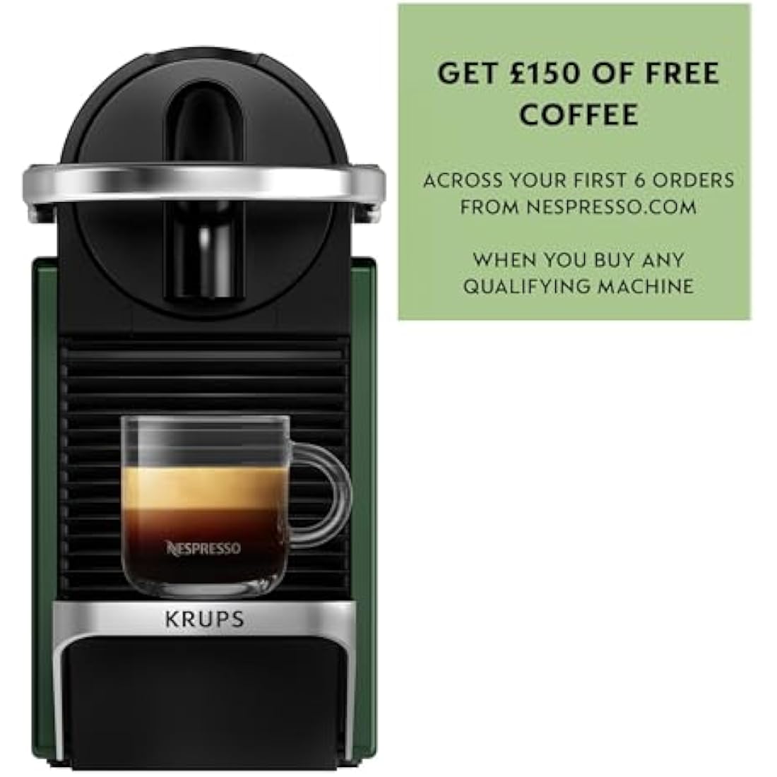Nespresso Pixie by Krups | Compact Espresso Coffee Pod Machine - Dark Green
