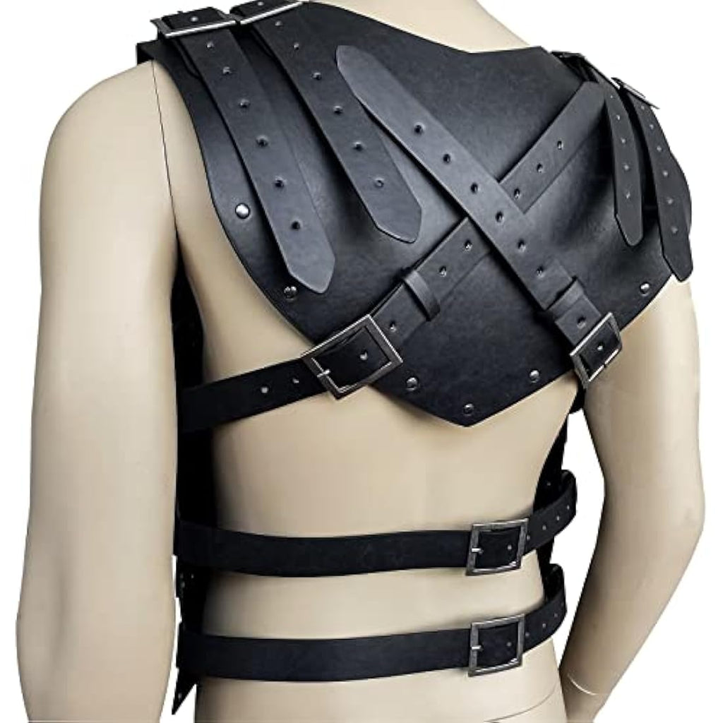 HiiFeuer Viking Chest Armor | Faux Leather Medieval LARP Cosplay - Black